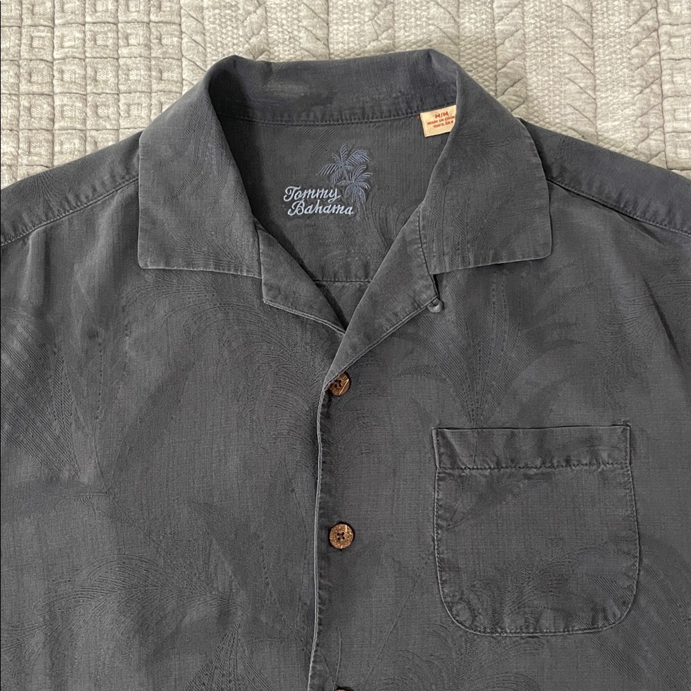 Tommy Bahama Textured Charcoal Silk Shirt